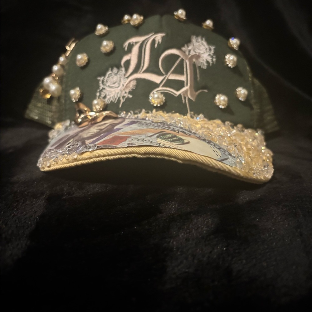 Embellished Green and Gold Trucker Hat